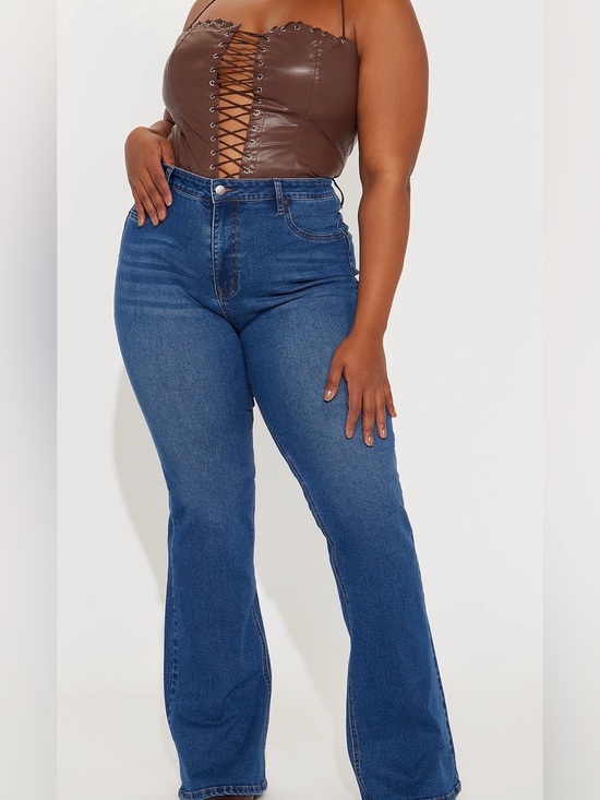 Fashion Nova Denim - NWT fashion nova tall girl booty lifting Mid-Rise Blue Flare Jeans size 14
